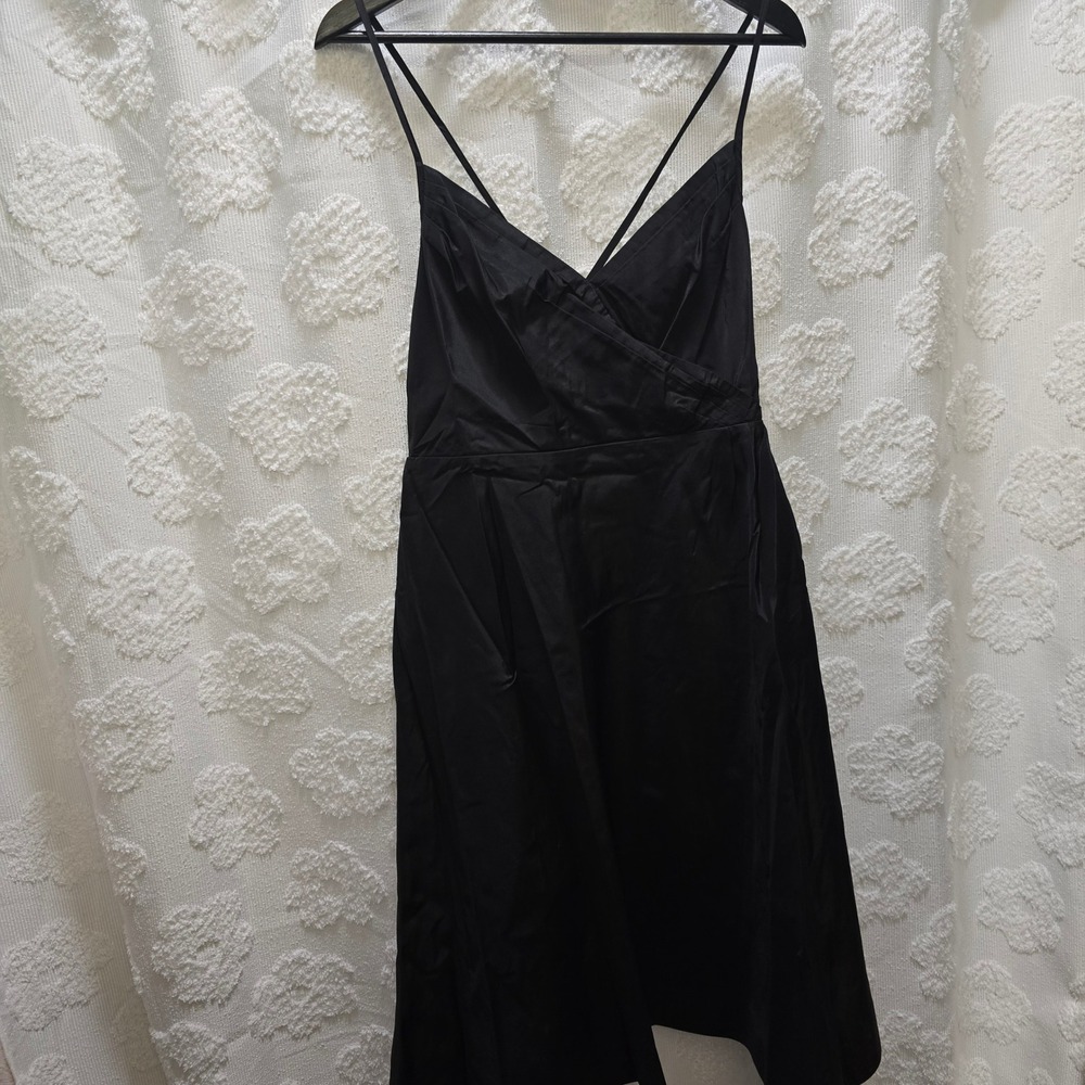 J.Crew Womens Black 100% Silk Cross Back Spaghetti Strap Cocktail Dress Size 12